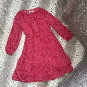 Vineyard Vines pink long sleeve dress girls medium tropical floral Hawaiian